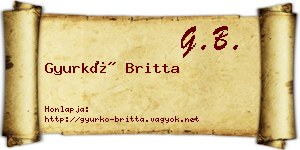 Gyurkó Britta névjegykártya